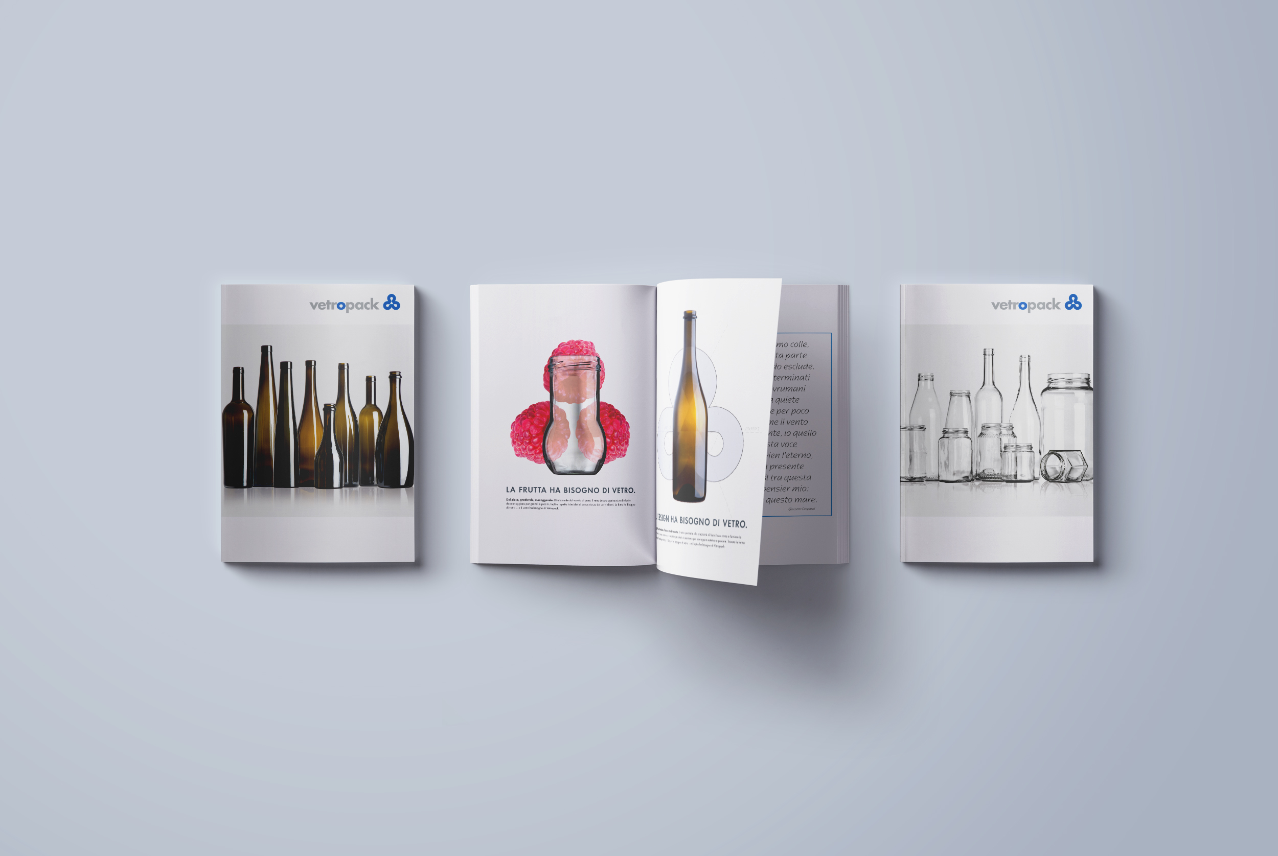 Fascicoli e cataloghi Vetropack, progetto Studio Daffi